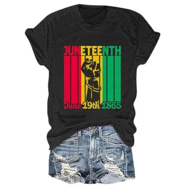 Imagem de Juneteenth Camiseta feminina Black History Emancipation Day Shirt 1865 Celebrate Freedom Tops Graphic Summer Casual, A1j-preto, P
