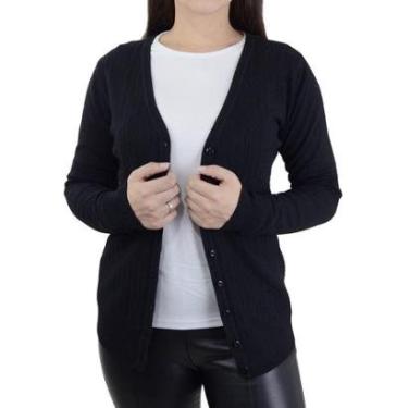Imagem de Blusa Feminina Facinelli Tricot Cardigan Preta - 651099-Feminino