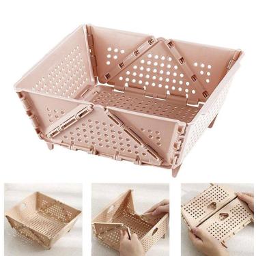 Imagem de Cesta Secar Frutas Verduras Vegetais Dobravel Organizadora Porta Objetos Drenagem Alimentos Fruteira