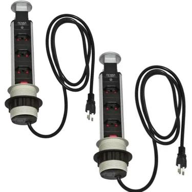 Imagem de Kit 2 torre de tomada de embutir multiplug 3 tomadas renna