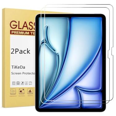 Imagem de TiKeDa Pacote com 2 protetores de tela para iPad Air 11 polegadas 2024 (6ª geração), película de vidro temperado - compatível com Apple Pencil Pro e capa, antiarranhões, alta definição