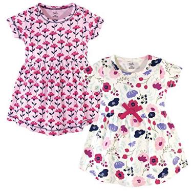 Imagem de Touched by Nature Vestidos femininos de manga comprida de algodão orgânico tamanho único, Bebê infantil rosa botânico manga curta, 5 Anos