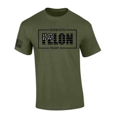 Imagem de Trenz Shirt Company Camiseta masculina de manga curta Vote for Felon Black White Stars, Verde militar, G