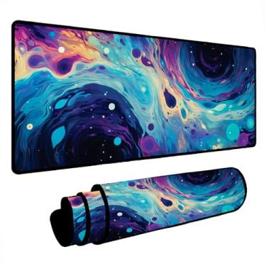 Imagem de Novo Mouse Pad Gamer Deskpad Speed Extra Grande Borda Costurada Profissional Varios Tamanhos - Bubble Blue (60x30)