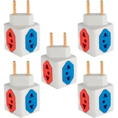 Imagem de KIT Com 5 Adaptadores Benjamim Cubo 3D Com 3 Entradas de Tomada 10 Amperes E 1 Entrada de Tomada 20 Amperes CORES SORTIDAS Plug Padrão Novo 3 Pinos Resistente