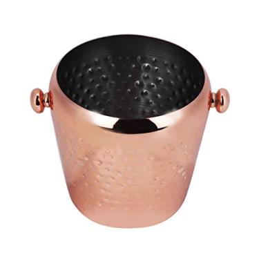 Imagem de Balde de gelo de 1L, recipiente para cubos de gelo de aço inoxidável, utensílios de cozinha para manter o frescor mantêm o gelo congelado por mais tempo e mini porta-frutas (Rose gold 1L hammer point)