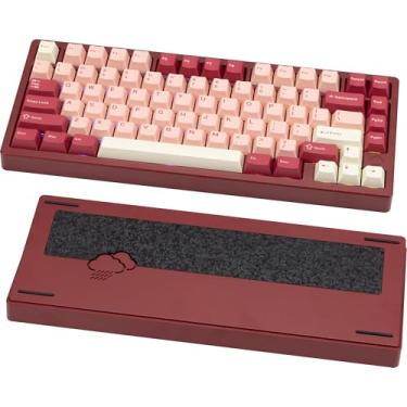 Imagem de KEEBMONKEY WOBKEY Rainy 75 Aluminum HMX/JWK Switches Mechanical Keyboard with Superior Acoustics, Wired, BT, 2.4G Wireless Connectivity, RGB/FR4/Silver SUS304/7000mAh/Cocoa Switch (Pro - Red Velvet)