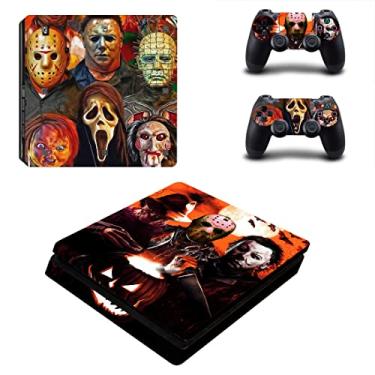 Imagem de Vanknight Console Controllers Skins Set Horror Vinyl Sticker Decal Wrap Halloween Ghost Compatible with PS4 Slim Console