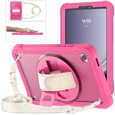 Imagem de Capa para Samsung Galaxy Tab A9+Plus 11 SM-X210 X215 X216 5G A9 8,7 SM-X110 Capa resistente à prova de choque Funda + alça de ombro (rosa, para Tab A9 Plus 11 polegadas)