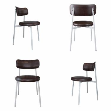 Imagem de Cadeira Kyta Fixa com 4 Pés 50 X 44,7 X 83,8 Cm com 4 Unidades Café/Branco