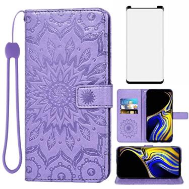 Imagem de Capa de telefone para Samsung Galaxy Note 9 capa carteira com protetor de tela de vidro temperado capa flip fina de couro suporte suporte acessórios celular Galaxies Gaxaly Glaxay Note9 Not S9
