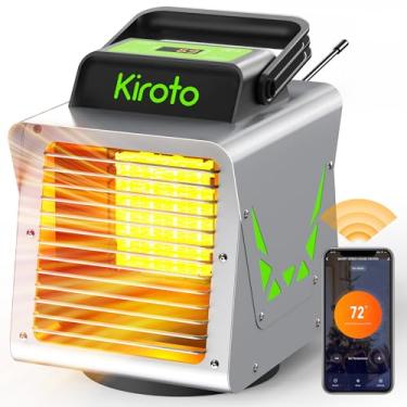 Imagem de Kiroto Aquecedor de estufa de 1500 W, com controle remoto de aplicativo, aquecedor de inverno externo portátil com termostato para barraca de cultivo de plantas e vegetais, seguro inteligente