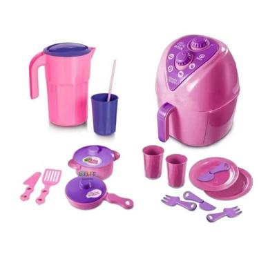 Imagem de Kit Cozinha Infantil Panelinha Air Fryer Jarra Pratinho 16Pç - Altimar