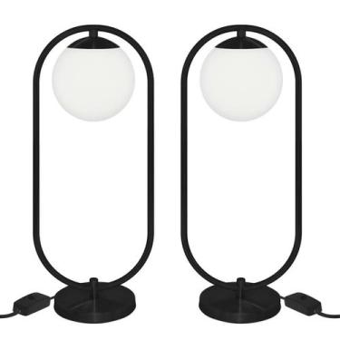 Imagem de Kit 2 Abajur Luminaria de Mesa de Luxo Aro Orby Preto - MARRYLUZ