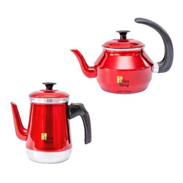 Imagem de Kit Bule E Chaleira Com Infusor Chá Café Leite Em Alumínio - DA ALUMIN
