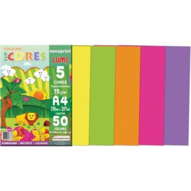 Imagem de Papel Colorido Lumi Paper 5 Cores Fluorescentes 50 Folhas A4 - Novarin