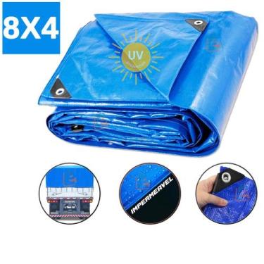 Imagem de Lona Carreteiro Pesada 8x4m Impermeável Multiuso Piscina Camping Carga