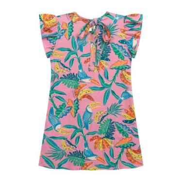 Imagem de Vestido Infantil Menina Manga Curta Em Cotton Com Amarração Nas Costas