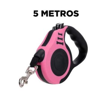 Imagem de Guia Retrátil P/ Passeio Coleira Cachorro 5 Metros Até 20 Kg - RELET