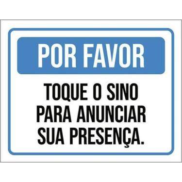 Imagem de Kit 5 Placas Por Favor Toque Sino Anunciar Presença 36X46 - Sinalizo