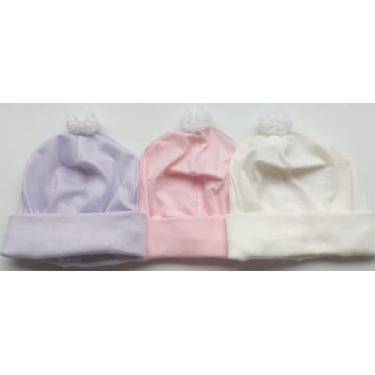 Imagem de Kit Touca recém nascido bebê 100% Algodão Antialérgico 3 peças menino 