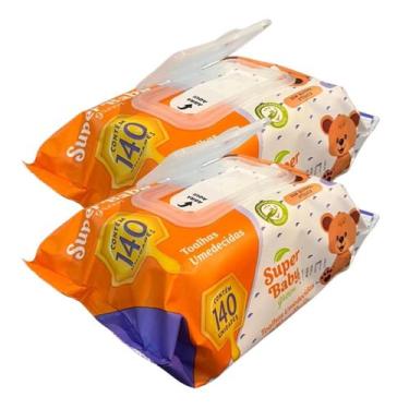 Imagem de Kit 280 toalhas umedecidas super baby 20 x 12 cm