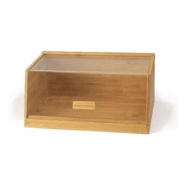 Imagem de Porta Pão Bambu Visor Transparente 35x21x15cm Oikos, Marrom-claro