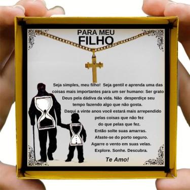 Imagem de Corrente Prata 925 Pingente Crucifixo Presente Aniversártio Pai Filho 