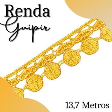 Imagem de Renda Guipír  - Rolo Com 13,7 Metros - Chl005 - Amarelo Ouro - Nº: 110