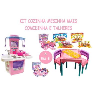 Imagem de Brinquedo Infantil Rosa Cozinha Mesinha Pratinhos Comidinha - Big Star