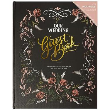Imagem de C.R. Gibson Lily & Val Wedding Guest Book, Fun Wedding Ideas, Alternative Wedding Guest Book, Capture Memories with Wedding Book for Decoration, Dark Cover (WG3-25390)