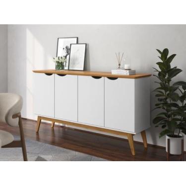 Imagem de Buffet / Balcão PR 1.60m Estilo Retrô 4 Portas Cor Branco / Cinamomo -