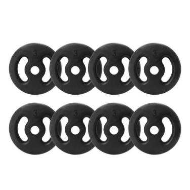 Imagem de Kit 8 Anilhas Peso Ferro 3kg Academia Musculação - Rei do Fitness