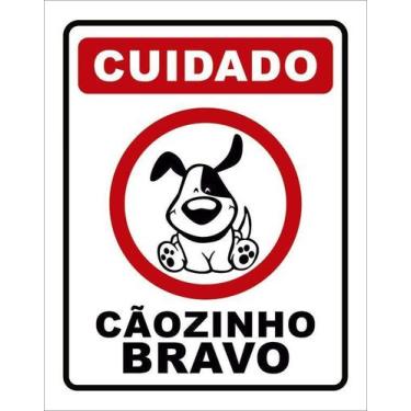 Imagem de Placa Decorativa - Cuidado Cãozinho Bravo Cão 18X23 - Sinalizo