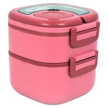 Imagem de Pote Marmita de 2 Andares Compartimentos c/ Talheres Tampa - Amana Sto