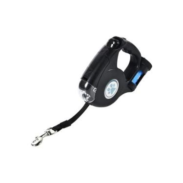 Imagem de Guia Retrátil 5M Para Cães Até 20kgs Passeio Com Led Luz Noturna Pet C