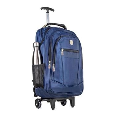 Imagem de Mochila Rodinha Impermeável Masculina Escolar Reforçada USB Azul - Sha