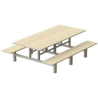 Imagem de Mesa refeitório c/ banco acoplado 6 lugares - banco reto branca - MOVE