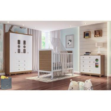 Imagem de Quarto Completo Bebê Moveis Peroba Tedy MDF cloe 04 portas , Branco Ca