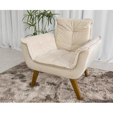 Imagem de Poltrona Opala Veludo Pés Palito - Veneza Estofados, Bege