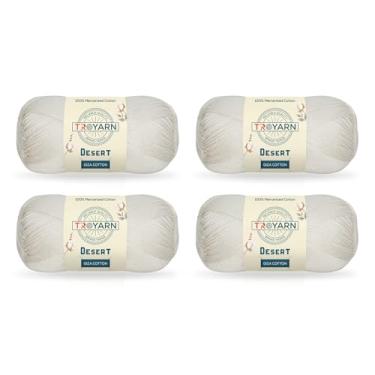 Imagem de Troyarn Desert Giza Cotton (pacote com 4 novelos) 100% fio de algodão Giza mercerizado super fino peso penteado #1 fio macio de tricô e crochê (4 x 50 g) / (11051 - creme)