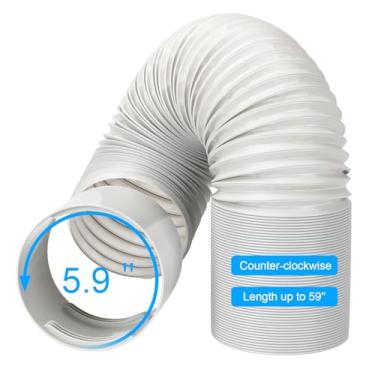 Imagem de Kit de mangueira de ar condicionado portátil Mangueira CA com acoplador 15 cm de diâmetro 149 cm de comprimento Mangueira de exaustão flexível universal para ventilação de ar condicionado portátil