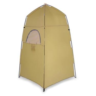Imagem de Barraca de Chuveiro Portátil, Abrigo para Vestiário de Banheiro Com Janelas de Malha e Bolsos de Armazenamento, para Viagens de Acampamento ou Feiras Internas (caqui)