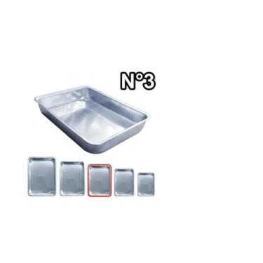 Imagem de Forma Tabuleiro Retangular Assadeira Extra Alta Alumínio Grosso Polido