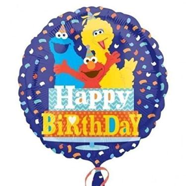 Imagem de Anagram Balão de vinil confete de aniversário da Vila Sésamo, 45,7 cm, multicolorido
