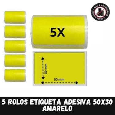 Imagem de 5 Rolo Etiqueta Adesiva Amarela P/ mini impressora bluetooth - Xd Mega