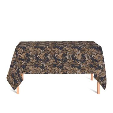 Imagem de Toalha de Mesa Retangular em Tecido Jacquard Estampado Floral Marrom E