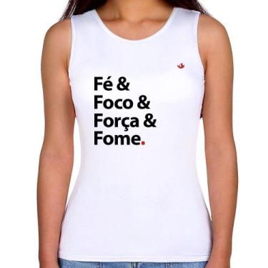 Imagem de Regata Feminina Fé & Foco & Força & Fome - Foca na Moda, Branco, GGG