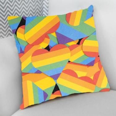 Imagem de Almofada Decorativa Cheia c/ Zíper 25x25cm, Arco-Íris LGBT - Deluzz