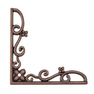 Imagem de Cantoneira Fina Flor Pequena 4 Peças Decoração Caixas Enfeite - Metall